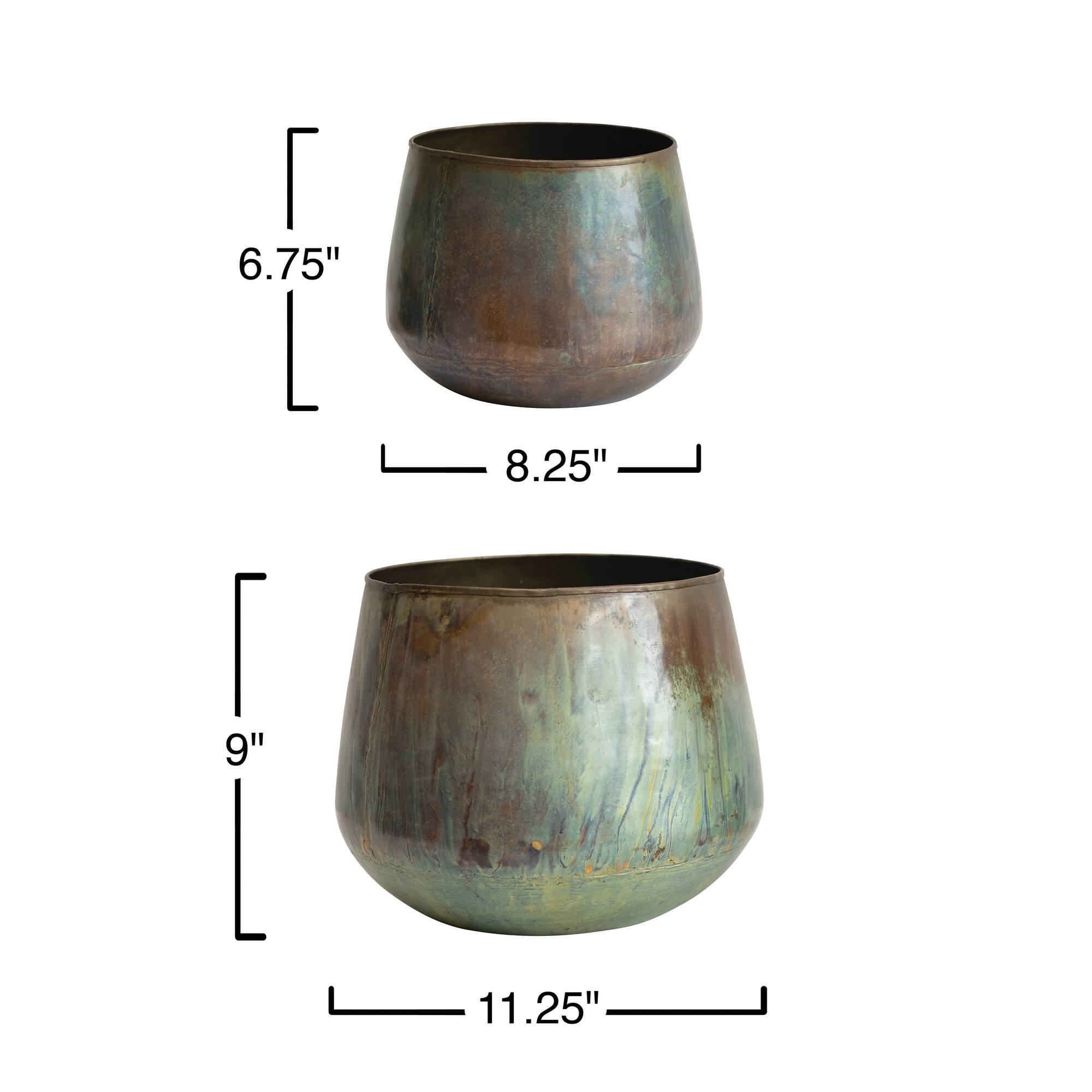 Hello Honey® Oxidized Metal Planters, 2ct.